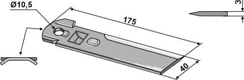 Rekord modkniv buet 3 mm - 170149